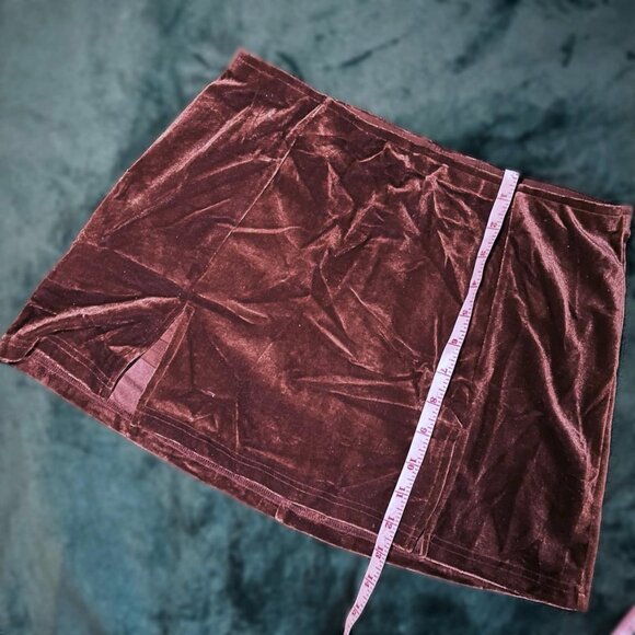 Delia's Velour Slit Mini Skirt Brown Dolls Kill Medium - Picture 5 of 8
